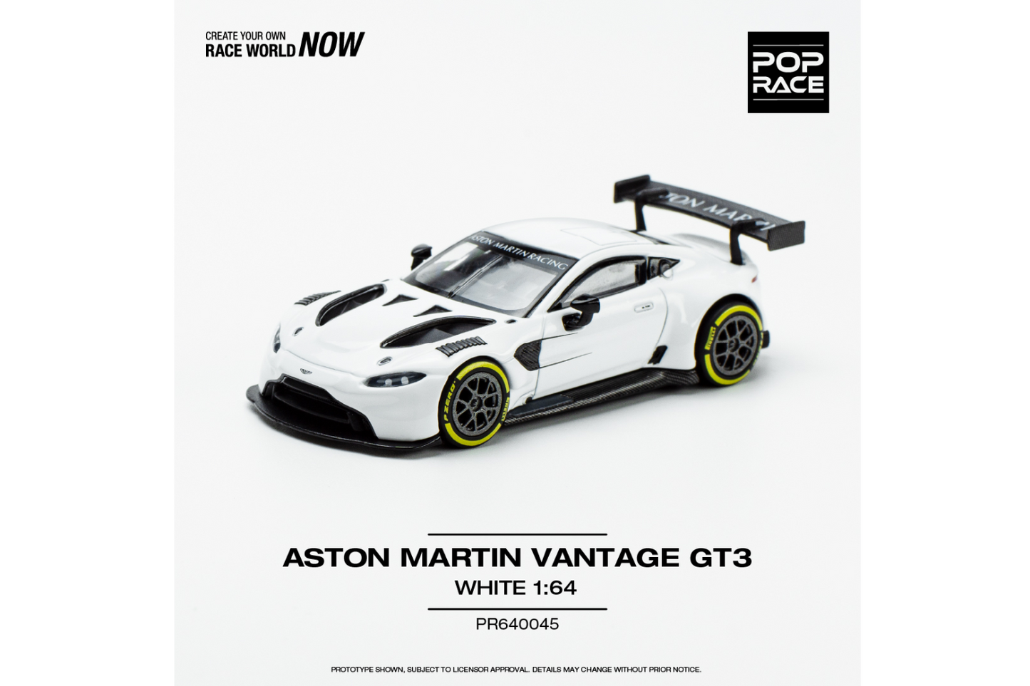 Pop Race 1/64 Aston Martin Vantage GT3 in White