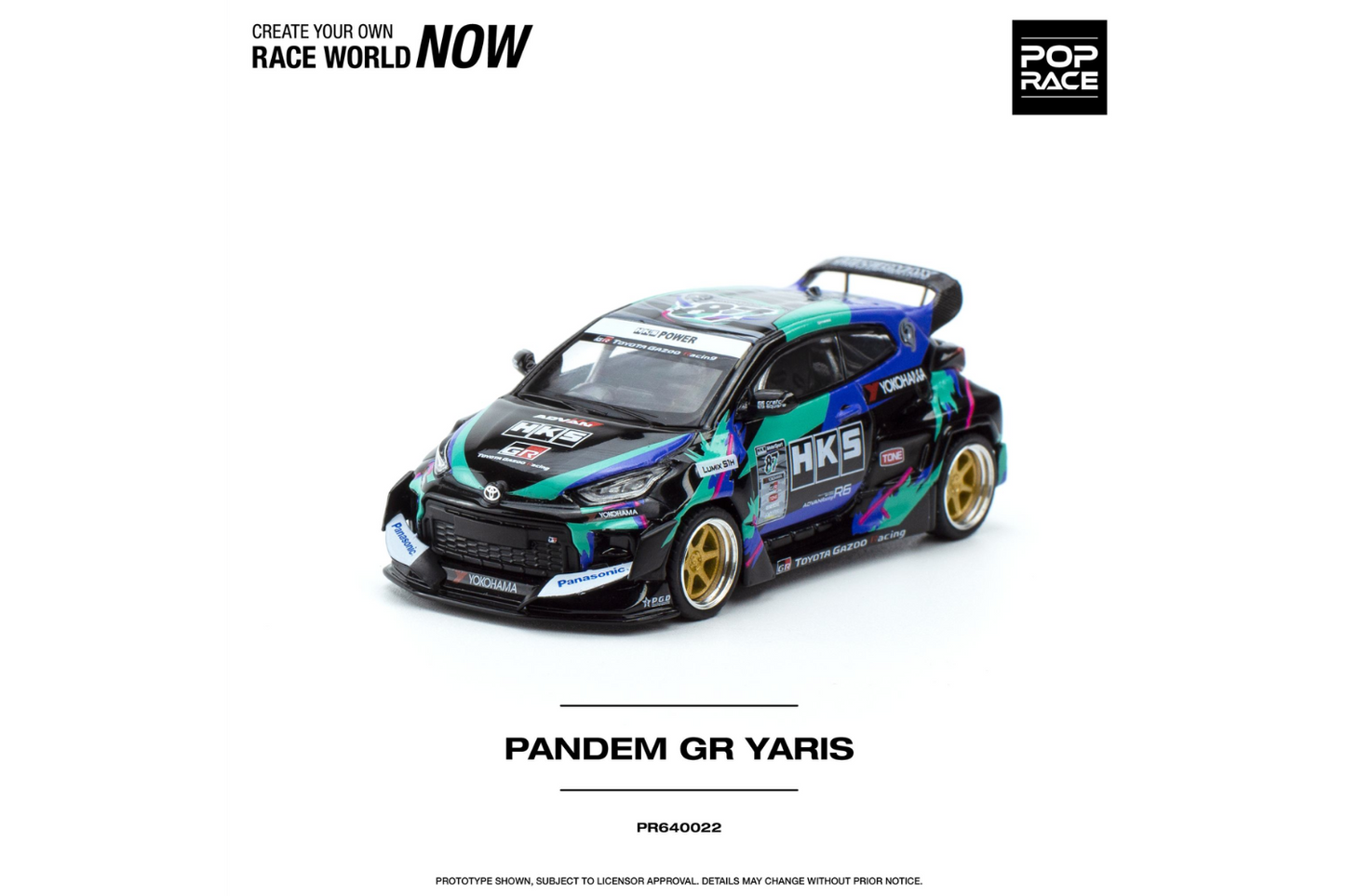 Pop Race 1/64 Rocket Bunny Toyota GR Yaris Pandem Wide Body in HKS Livery