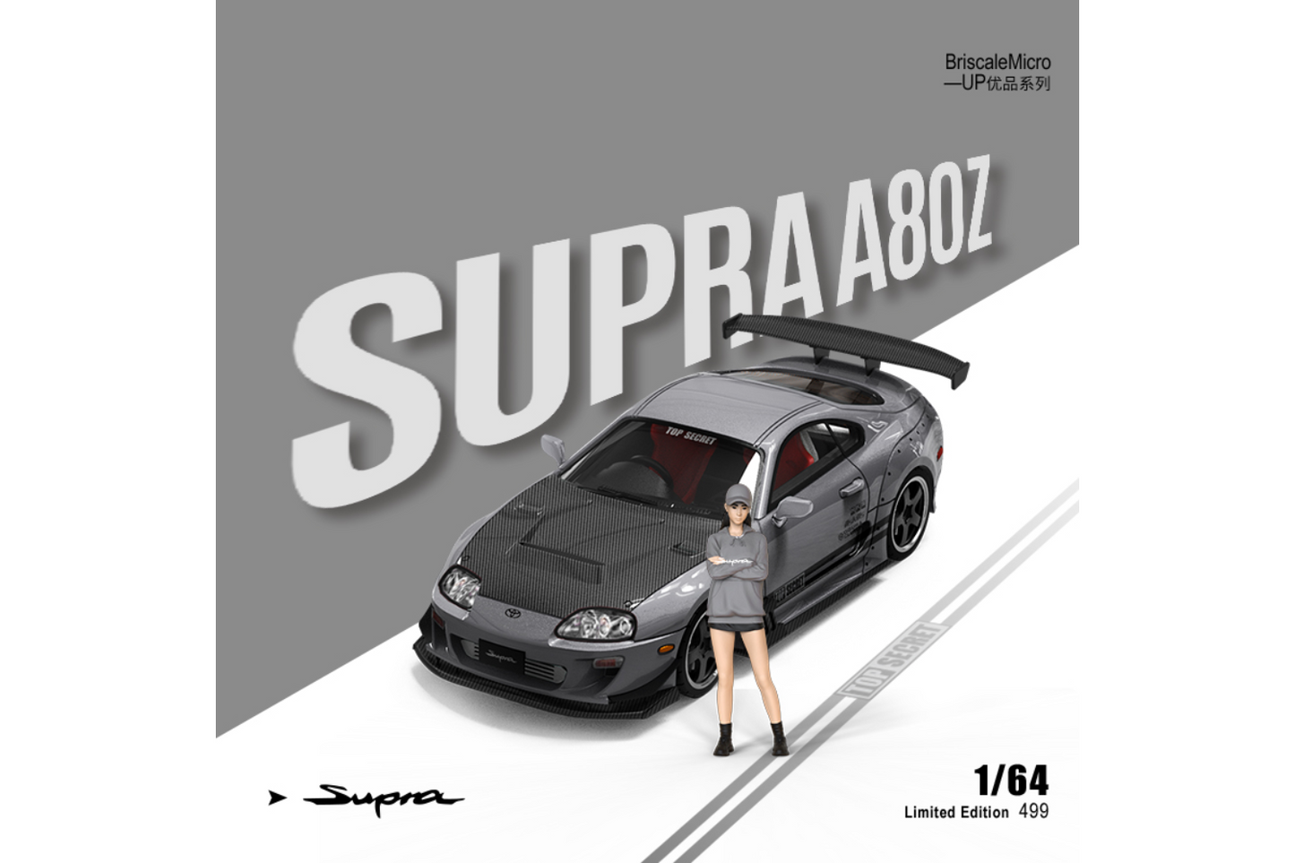 BriscaleMicro 1/64 Toyota Supra (A80) Widebody in Silver