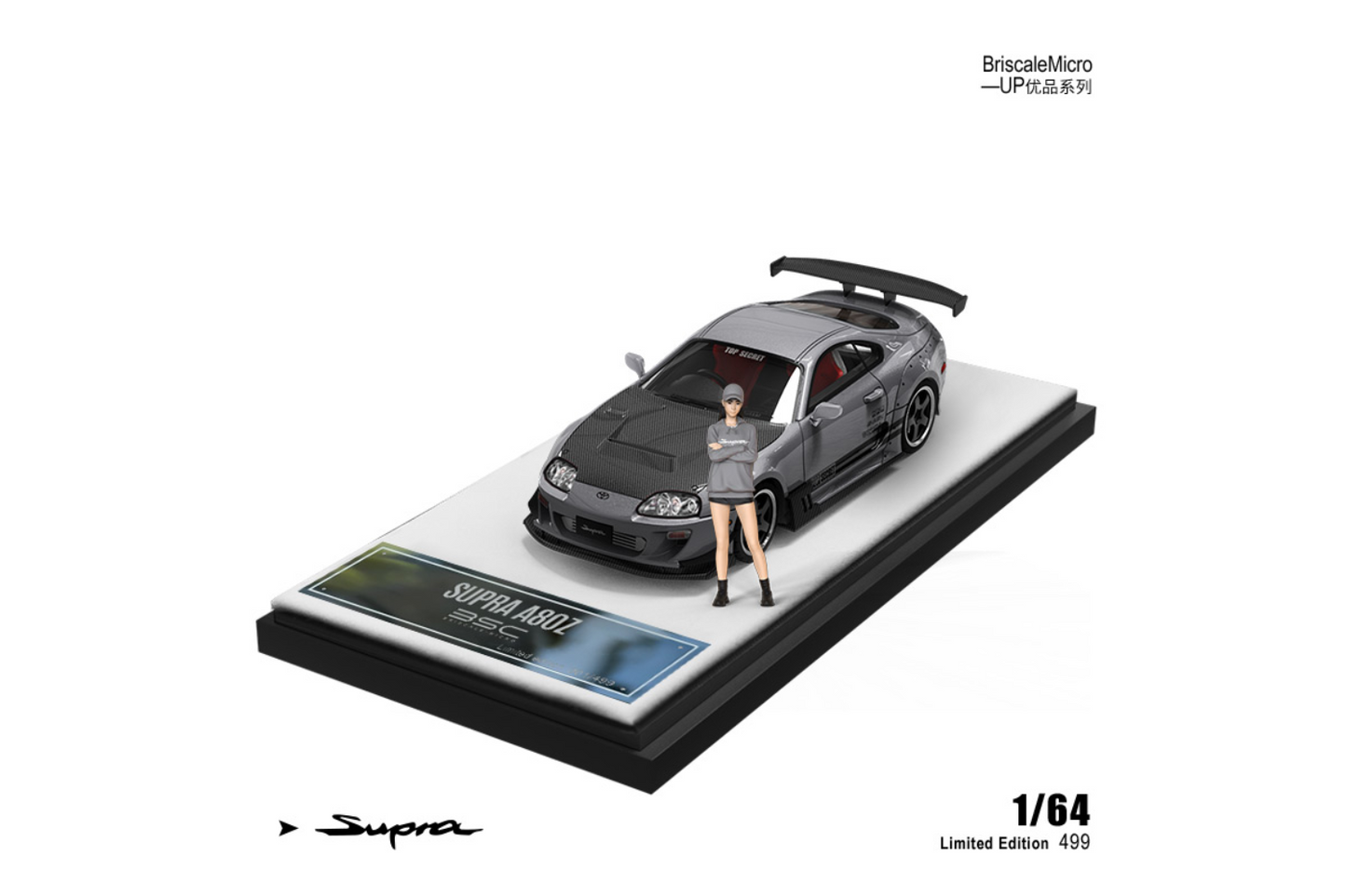 BriscaleMicro 1/64 Toyota Supra (A80) Widebody in Silver