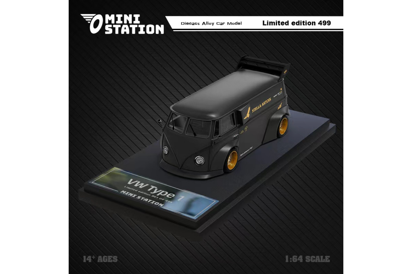 Mini Station 1/64 RWB VW T1 Van and Porsche 911 RWB964 Trailer Set in Stella Artois Livery