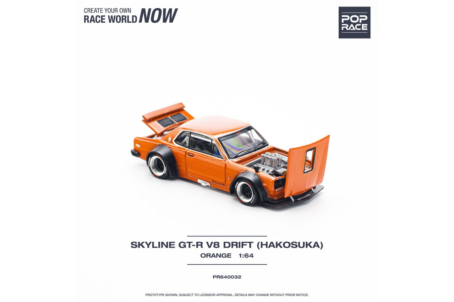 Pop Race x XCARTOYS 1/64 Nissan Skyline GT-R V8 Drift (Hakosuka)