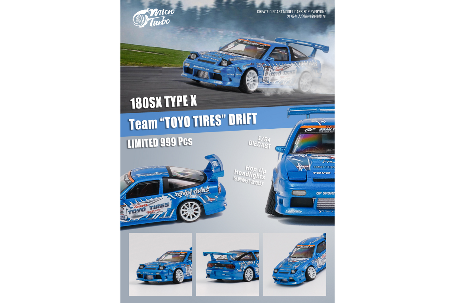 Micro Turbo 1/64 Nissan 180SX in Toyo Tires Drift Livery