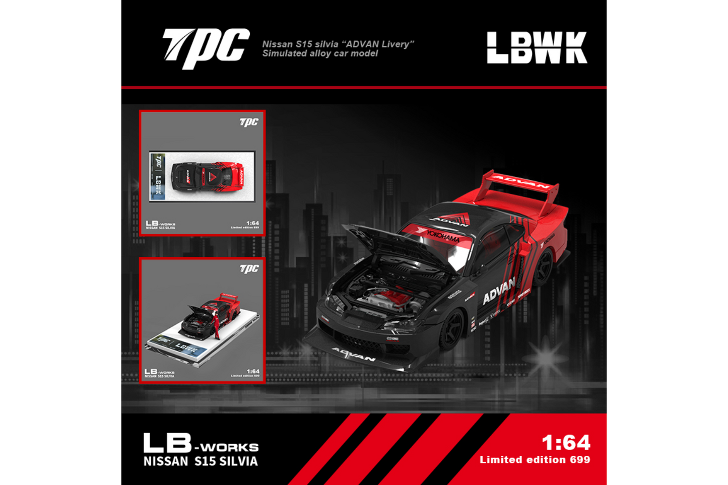 TPC 1/64 LB-Super Silhouette Nissan Silvia S15 in Advan Livery