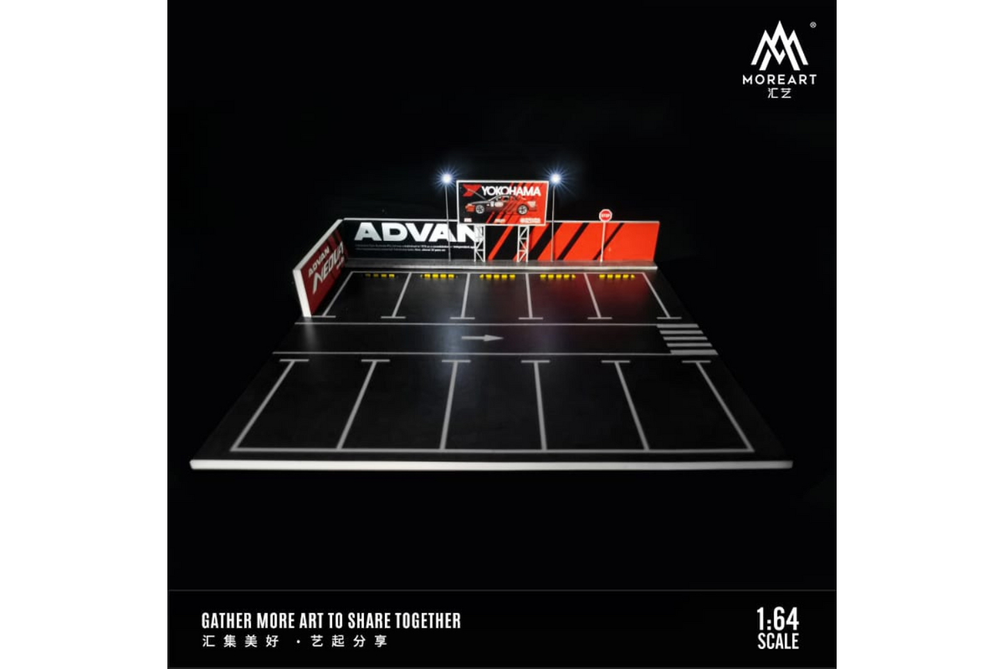 More Art 1/64 Scale Illuminated Advan Parking Lot Scene