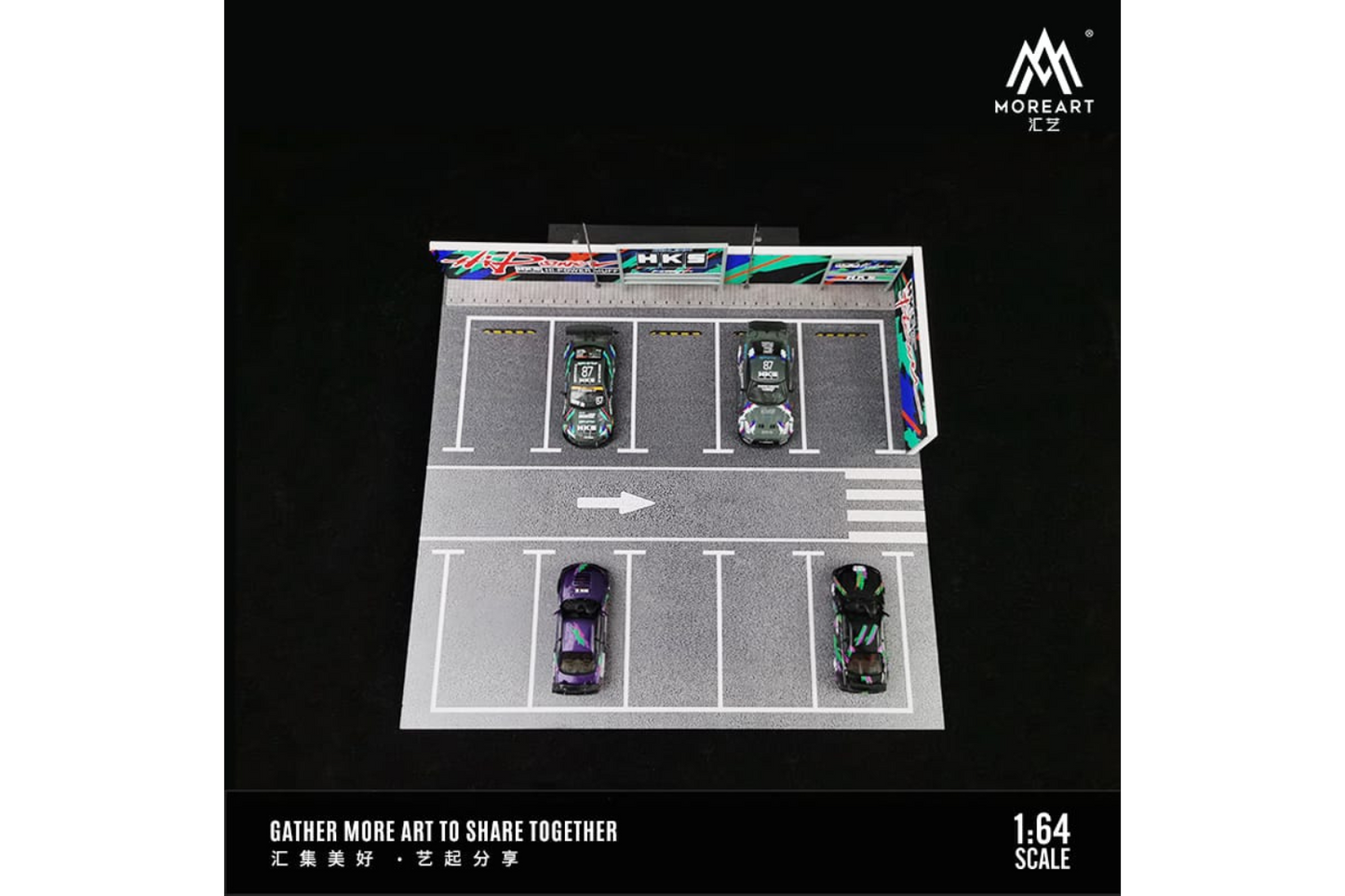 More Art 1/64 Scale Illuminated HKS Parking Lot Scene