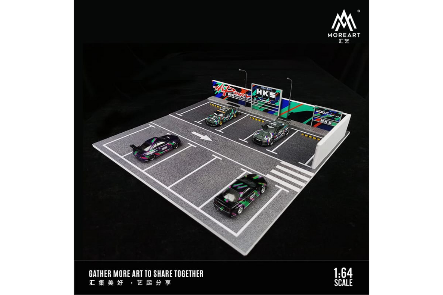 More Art 1/64 Scale Illuminated HKS Parking Lot Scene