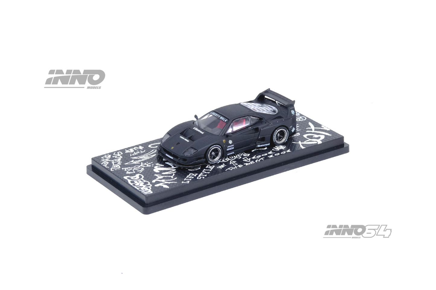 Inno64 LBWK Ferrari F40 in Matte Black - Hong Kong Toy Car Salon 2023