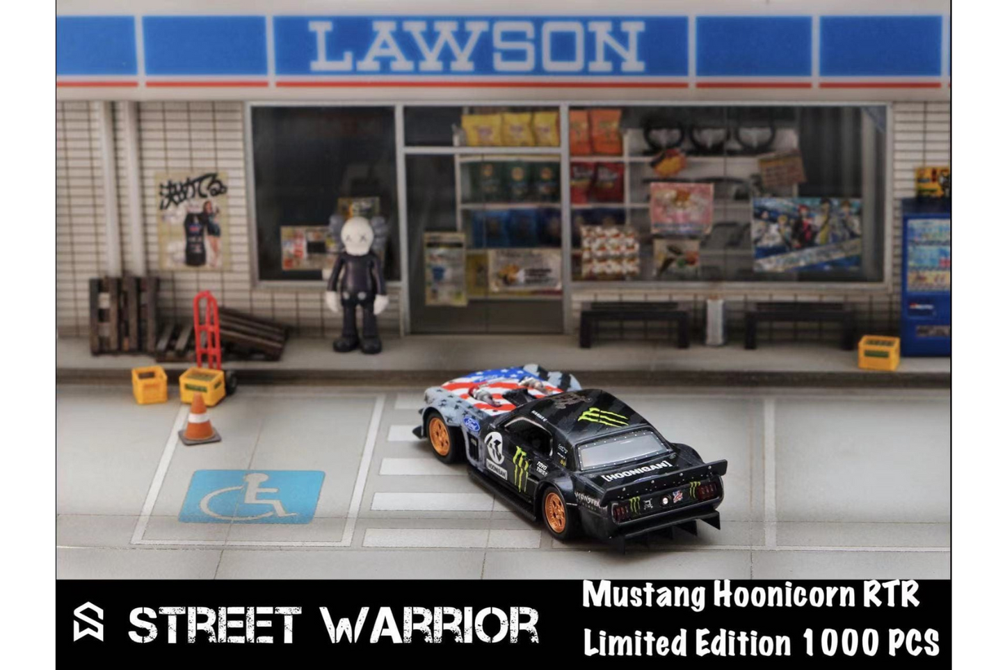 Street Weapons 1/64 1965 Ford Mustang RTR "Ken Block" Gymkhana - Porsche 911 RWB 993 in Monster Livery