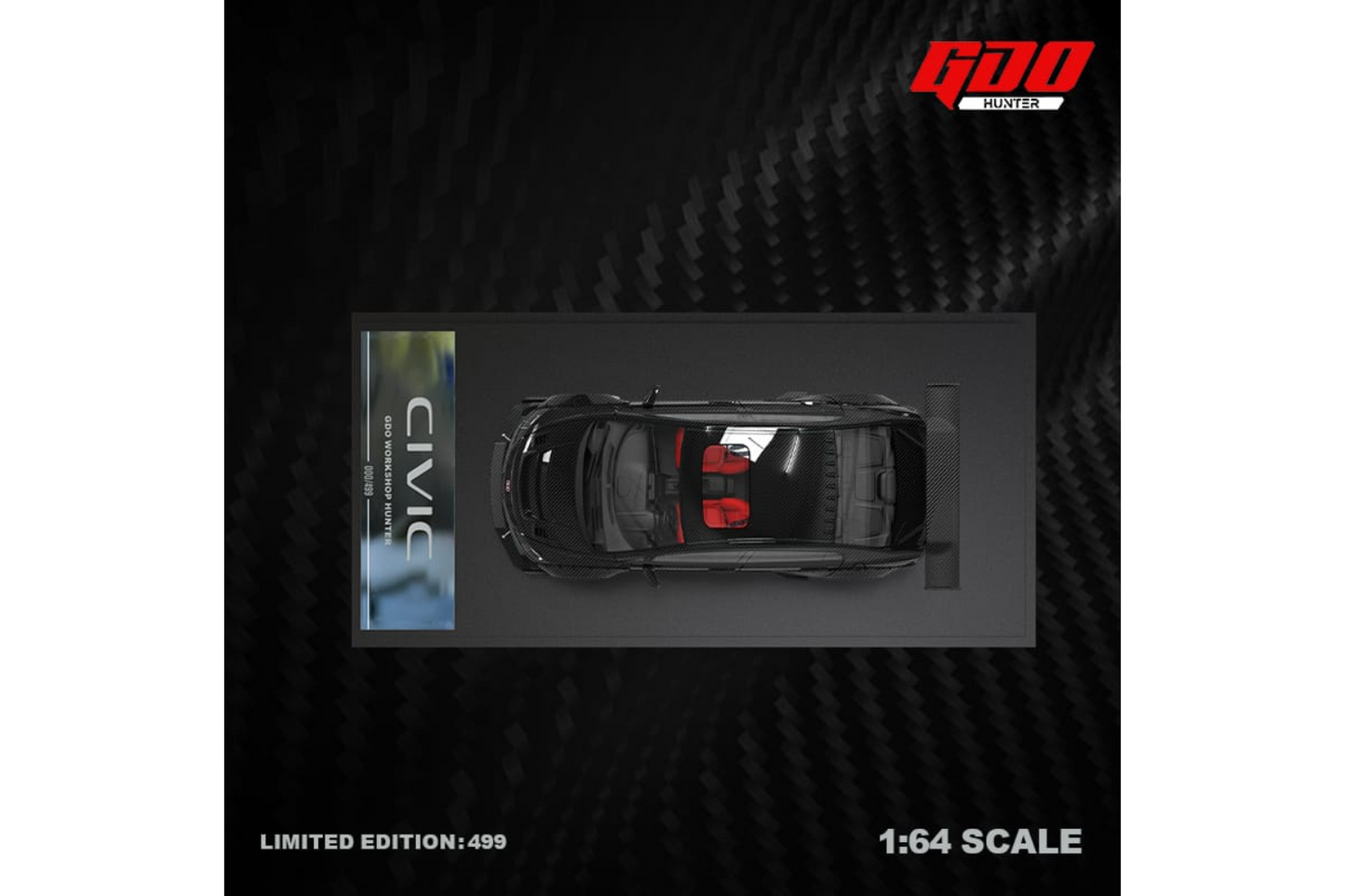 Time Micro x GDO 1/64 Honda Civic (FD2) Mugen RR in Full Black Carbon