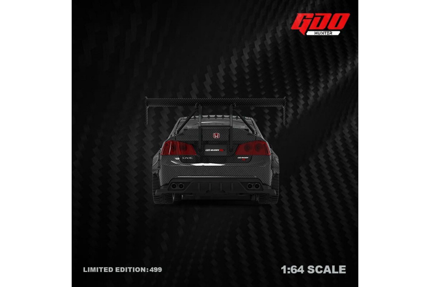 Time Micro x GDO 1/64 Honda Civic (FD2) Mugen RR in Full Black Carbon