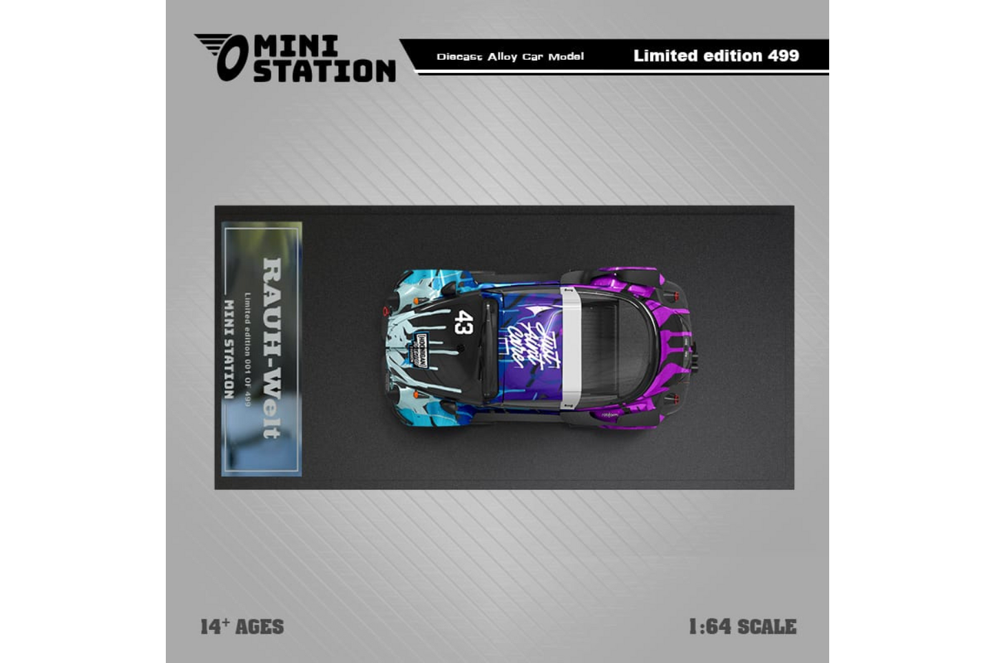 Mini Station 1/64 R VW Beetle Targa Trailer Set in Monster Livery
