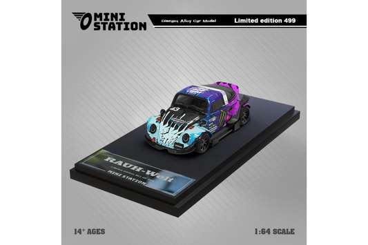 Mini Station 1/64 R VW Beetle Targa Trailer Set in Monster Livery