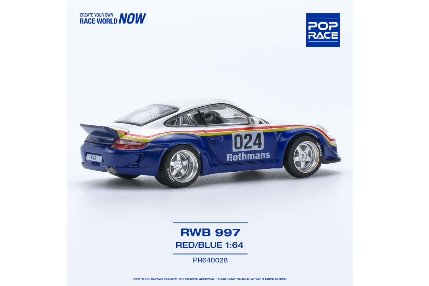 Pop Race 1/64 Porsche 911 RWB997 in Rothmans Livery