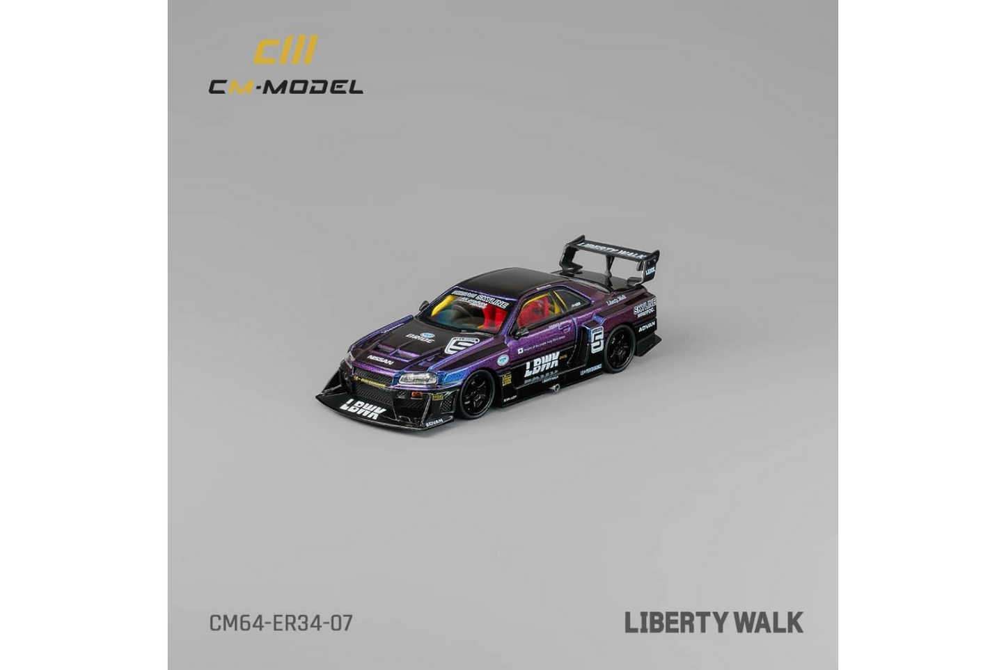 CM Model 1/64 Liberty Walk Nissan Skyline ER34 Super Silhouette #5 LBWK in Chameleon