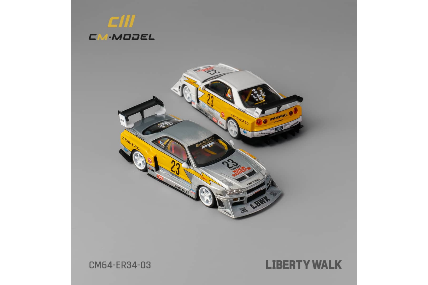 CM Model 1/64 Liberty Walk Nissan Skyline ER34 Super Silhouette #23 Wh