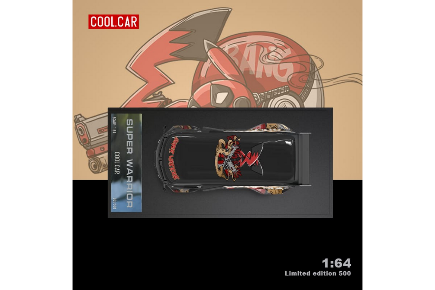 Cool Car 1/64 RWB VW T1 Van and RWB VW Beetle Targa Trailer Set in Deadpool Pikachu Livery