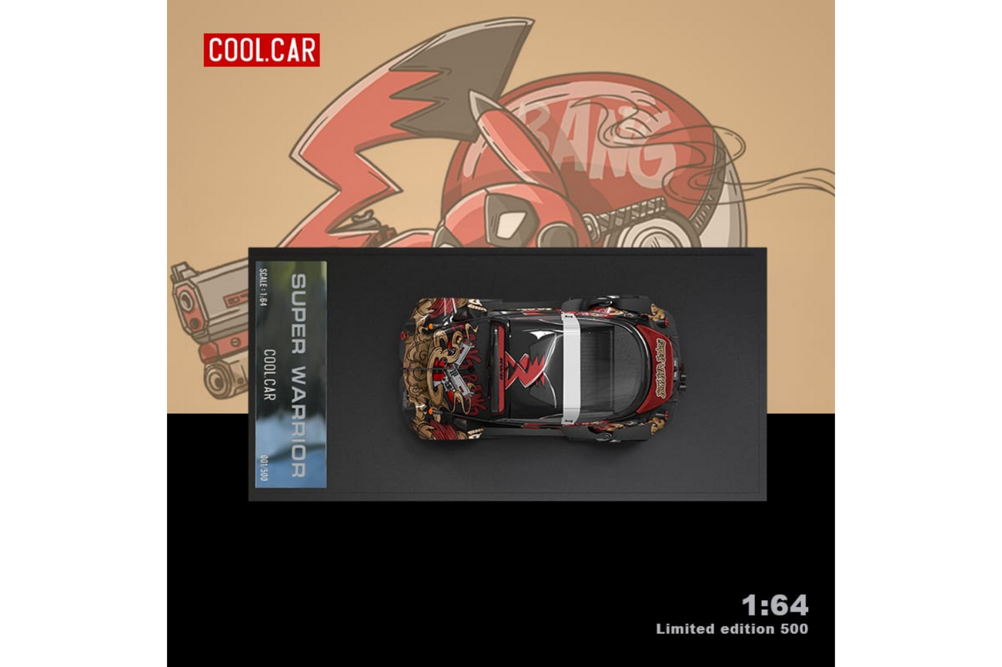 Cool Car 1/64 RWB VW T1 Van and RWB VW Beetle Targa Trailer Set in Deadpool Pikachu Livery