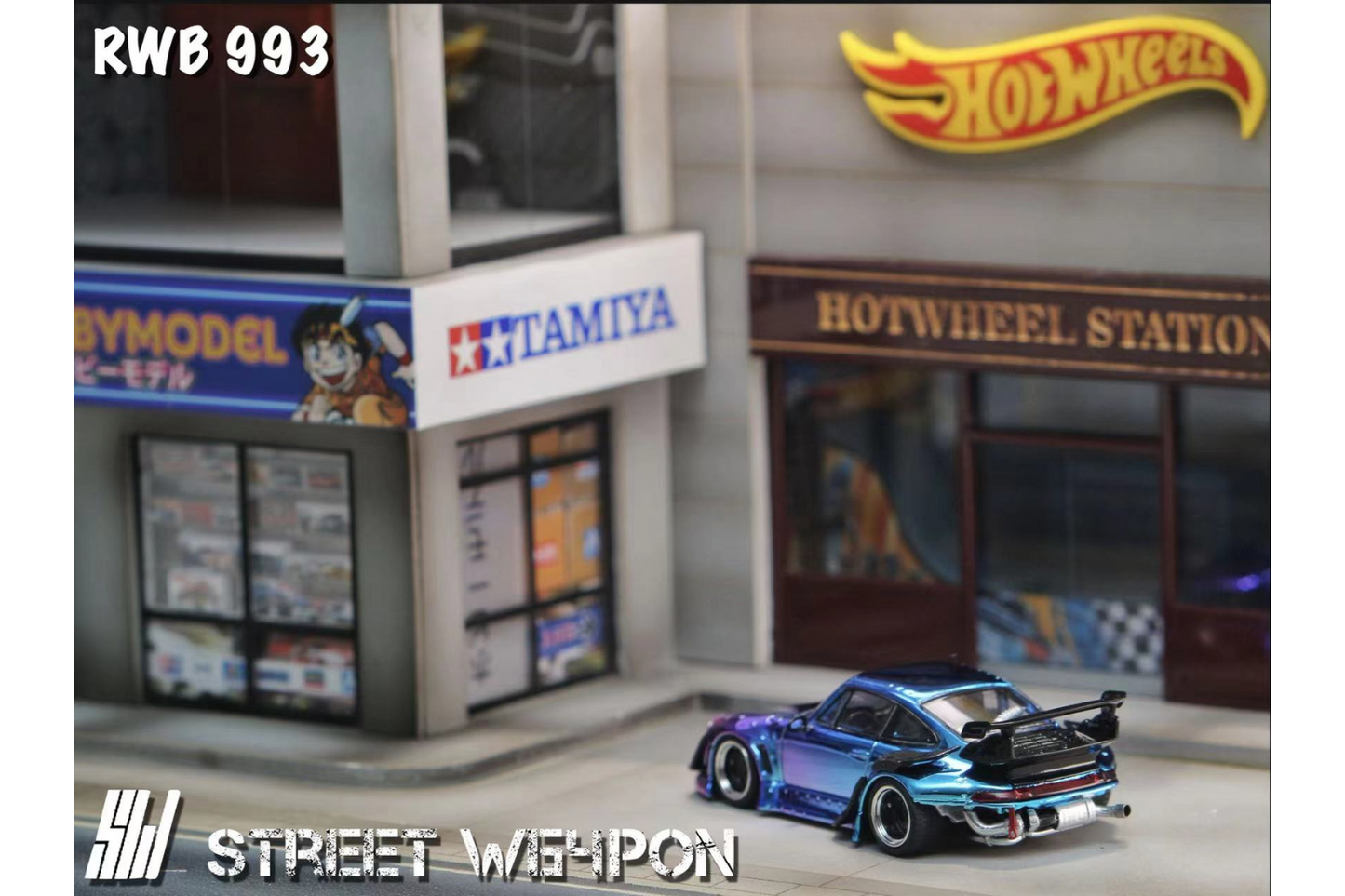 Street Weapon 1/64 Porsche RWB 993 in Chameleon Chrome