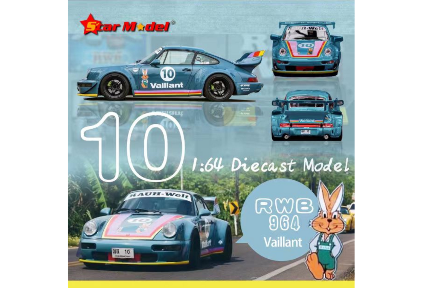 Star Model 1/64 Porsche 911 RWB 964 GT Wing "Green Vaillant"