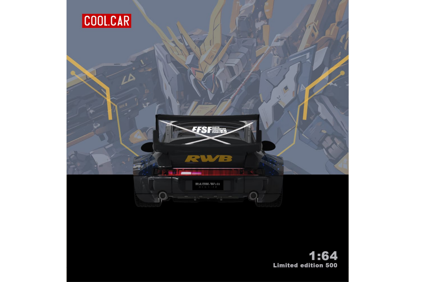 Cool Car 1/64 Porsche 911 RWB 964 "Banshee Unicorn Gundam"