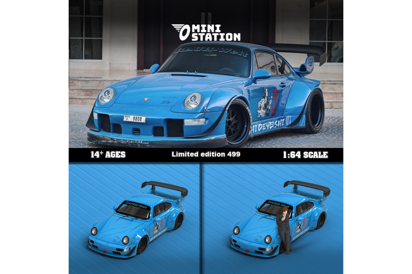 Mini Station 1/64 Porsche RWB 964 Hideyoshi Blue