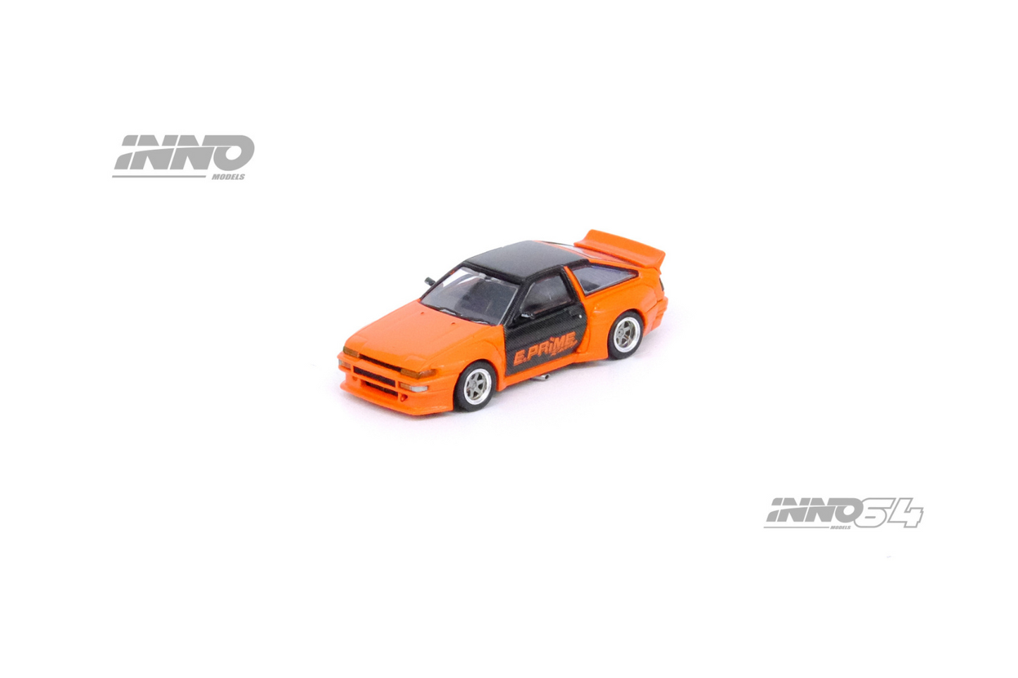 Inno64 Toyota Corolla Trueno (AE86) Pandem Rocket Bunny "E.Prime Racing" in Orange