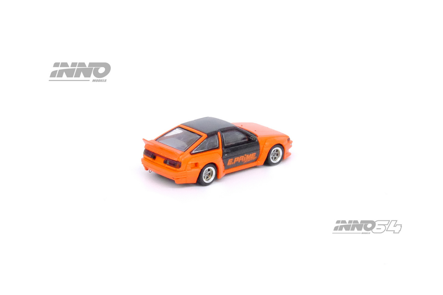 Inno64 Toyota Corolla Trueno (AE86) Pandem Rocket Bunny "E.Prime Racing" in Orange