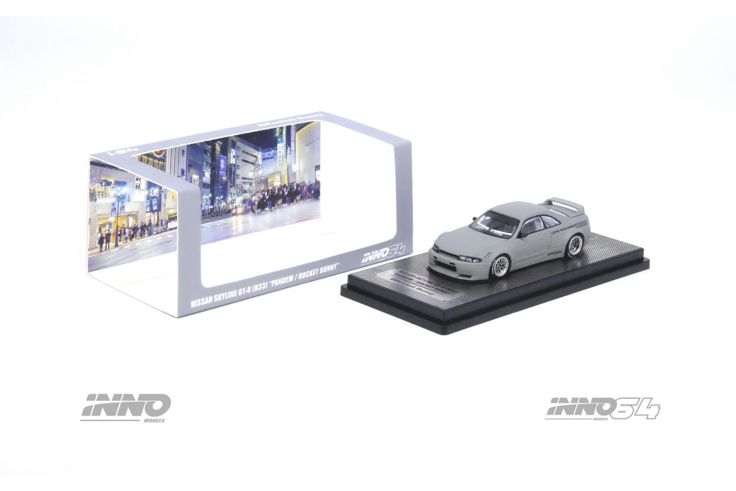 Inno64 Nissan Skyline GT-R (R33) Pandem Rocket Bunny in Matte Cement Gray