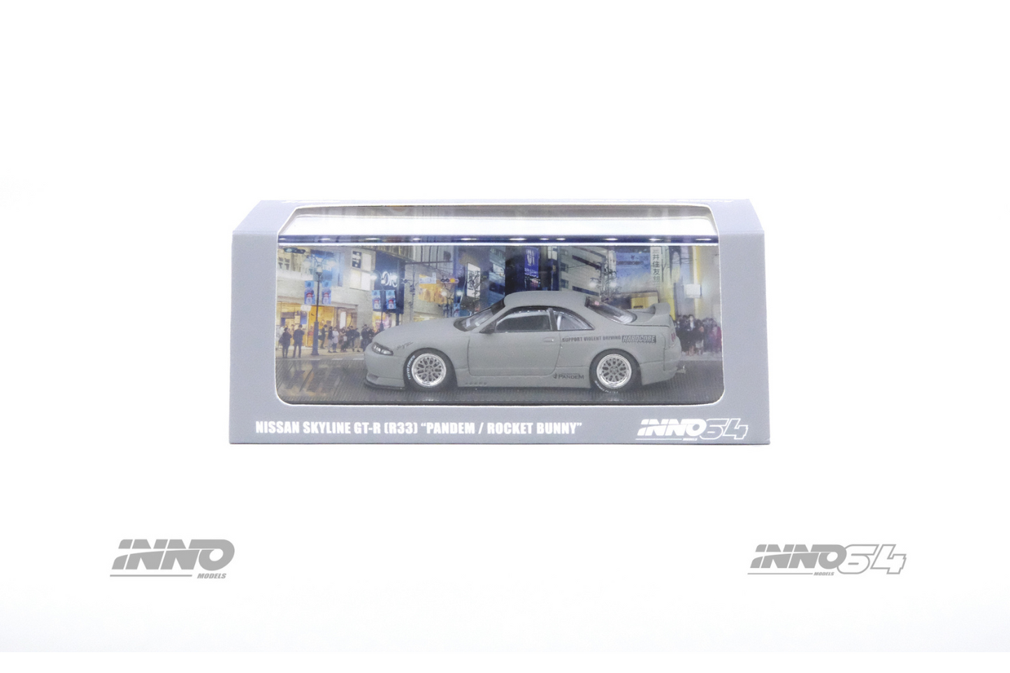 Inno64 Nissan Skyline GT-R (R33) Pandem Rocket Bunny in Matte Cement Gray