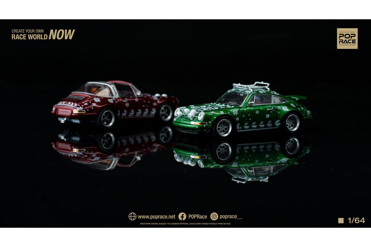 Pop Race 1/64 Singer Porsche 911 (964) Christmas Edition