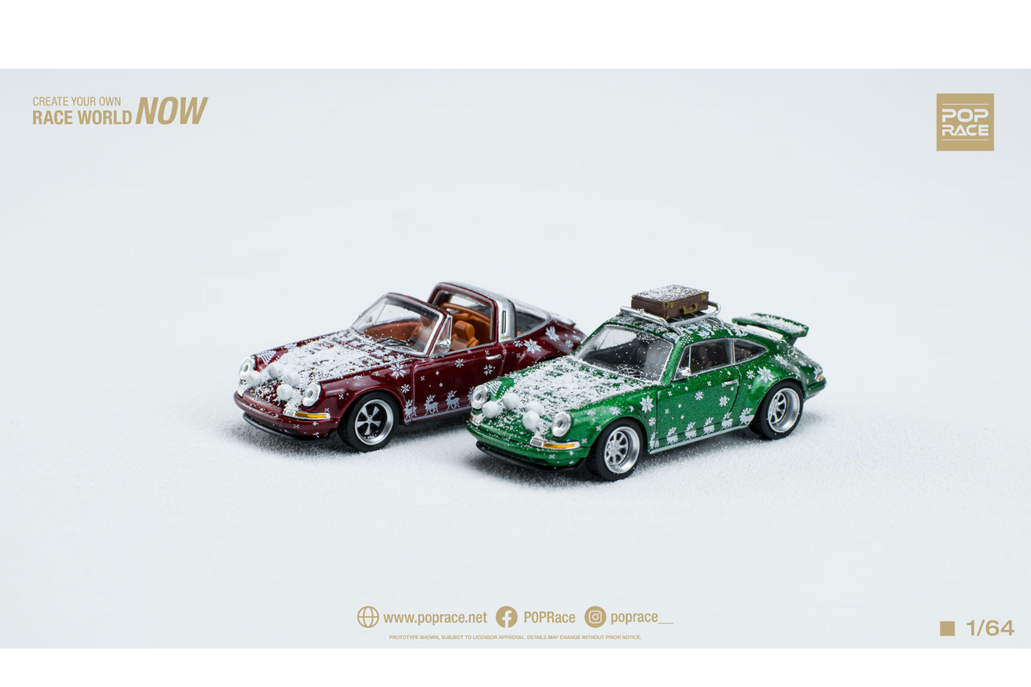 Pop Race 1/64 Singer Porsche 911 (964) Christmas Edition