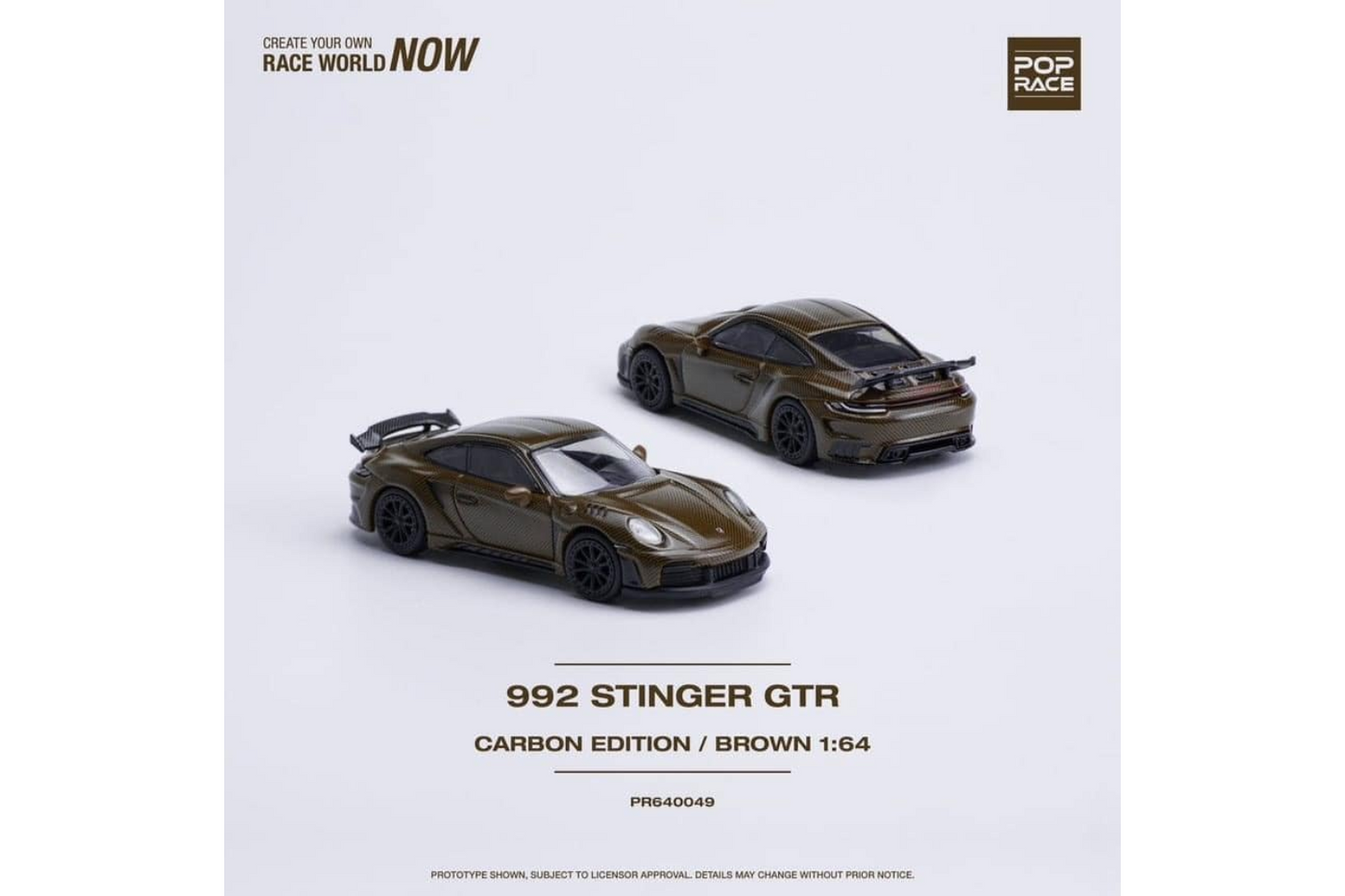 Pop Race 1/64 Porsche 992 Stinger GTR Carbon Edition in Brown