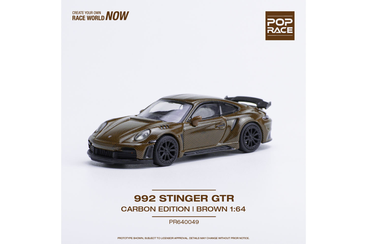 Pop Race 1/64 Porsche 992 Stinger GTR Carbon Edition in Brown