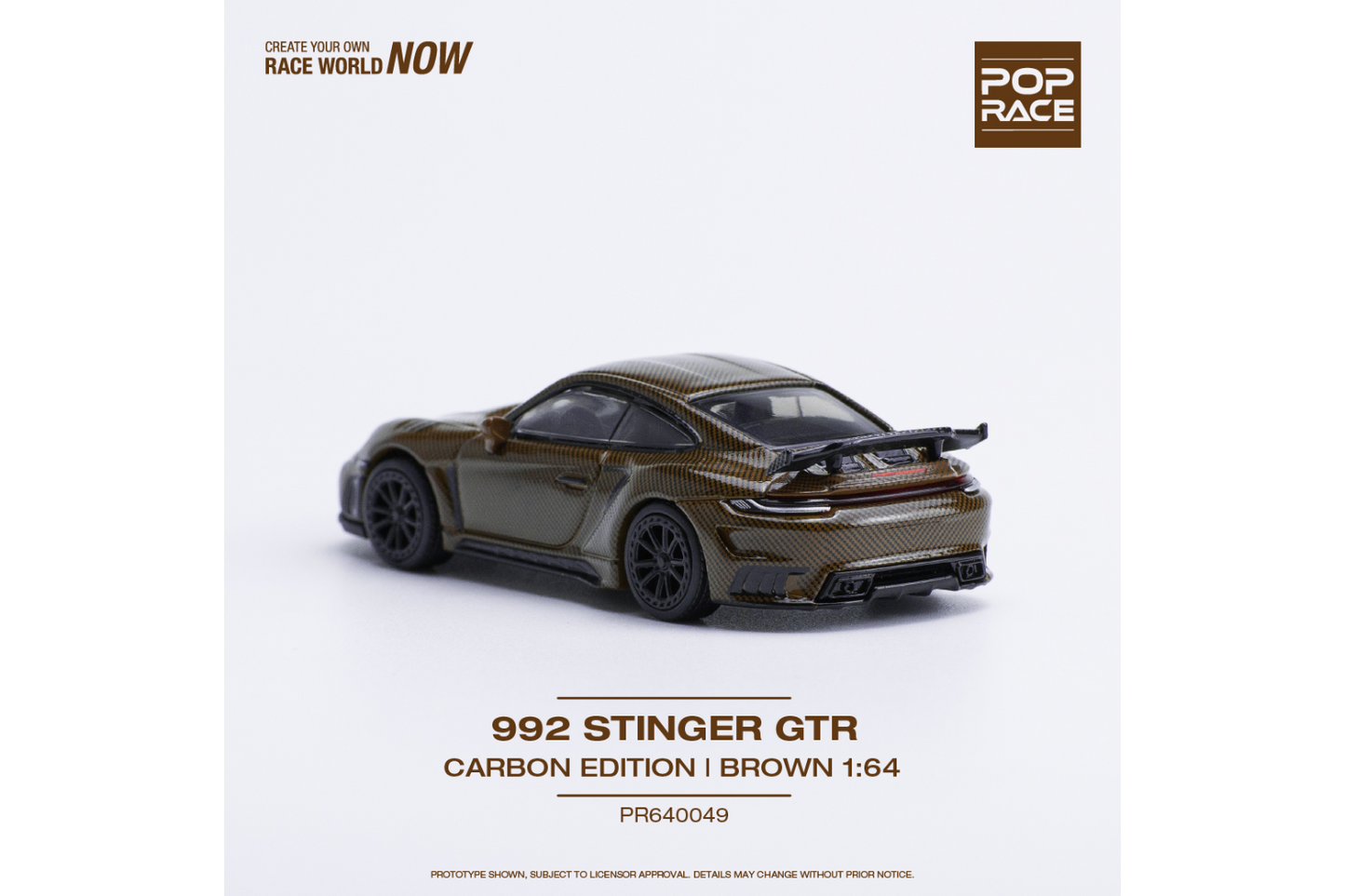 Pop Race 1/64 Porsche 992 Stinger GTR Carbon Edition in Brown