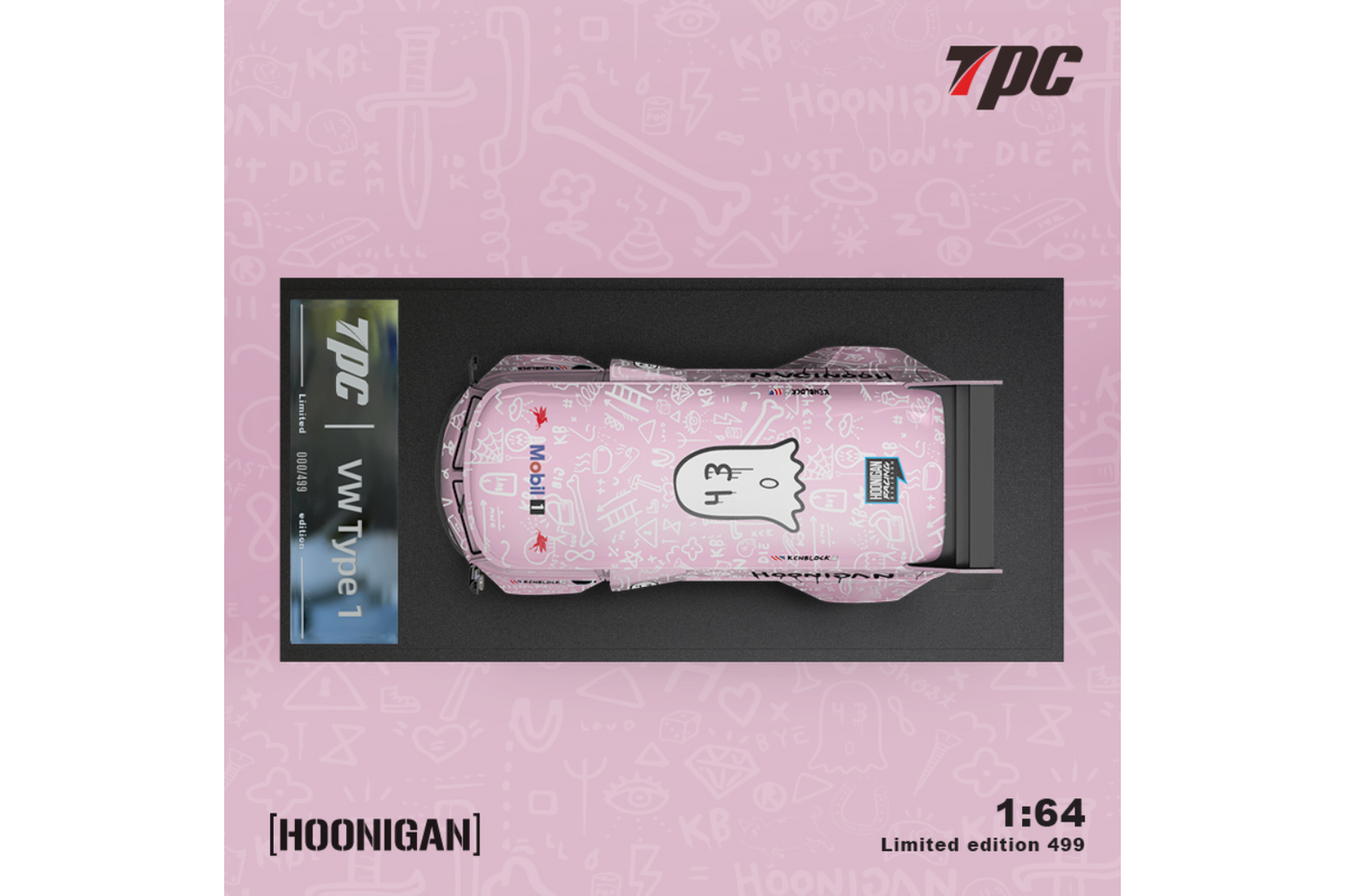 TPC 1/64 RWB VW T1 Van and Porsche 992 GT3 RS Trailer Set in Pink "Hoon" Livery