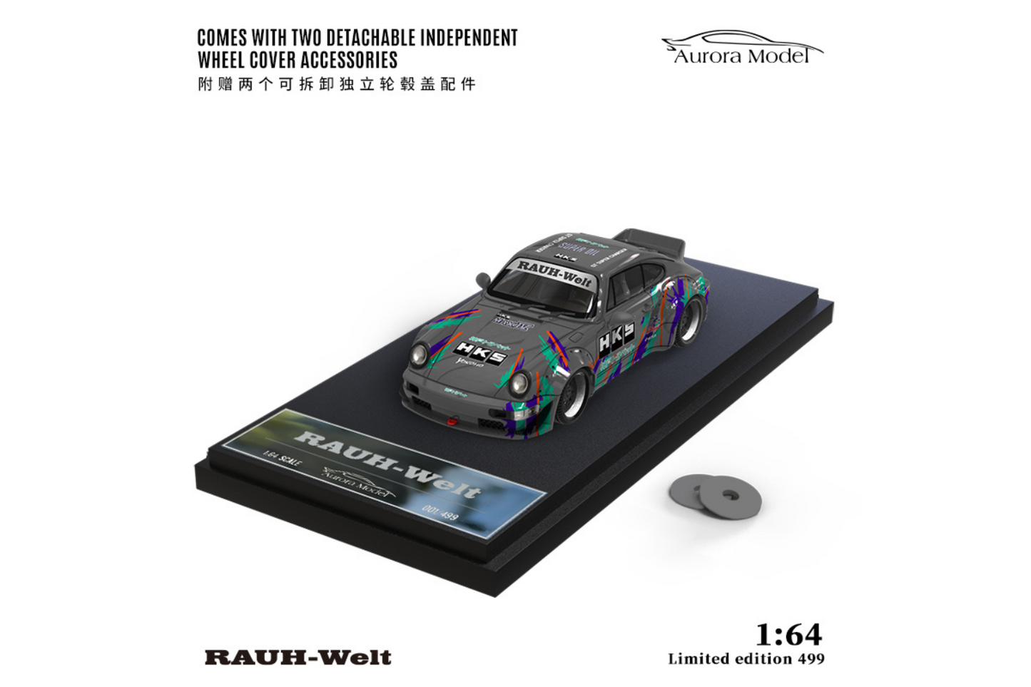 Aurora Model 1/64 Porsche 911 RWB 964 Ducktail in HKS Livery