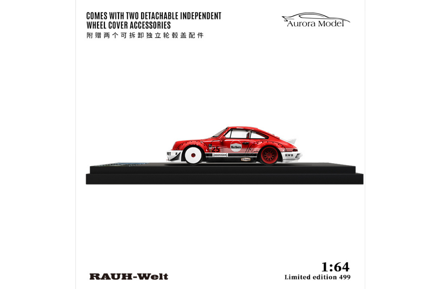 Aurora Model 1/64 Porsche 911 RWB 964 Ducktail in Marlboro Livery