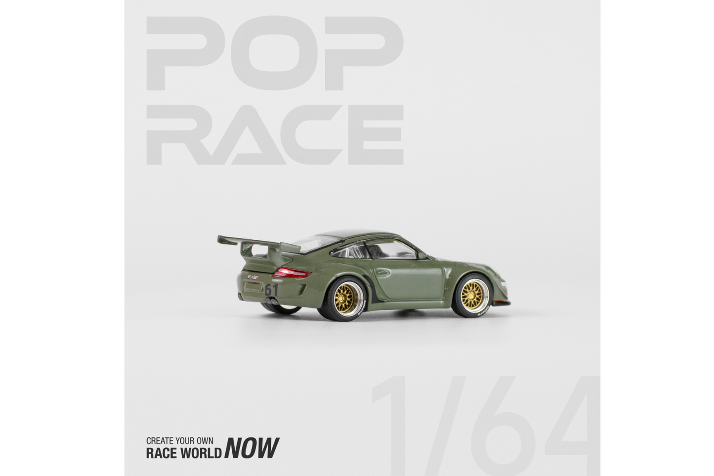 Pop Race 1/64 Porsche 911 RWB997 in Dark Green