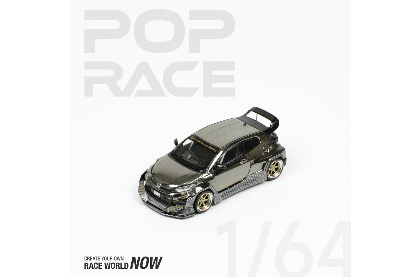 Pop Race 1/64 Rocket Bunny Toyota GR Yaris Pandem Wide Body in Dark Chrome