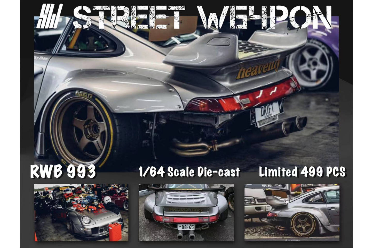 Street Weapon 1/64 Porsche Heavenly RWB 993 Ramintra in Silver