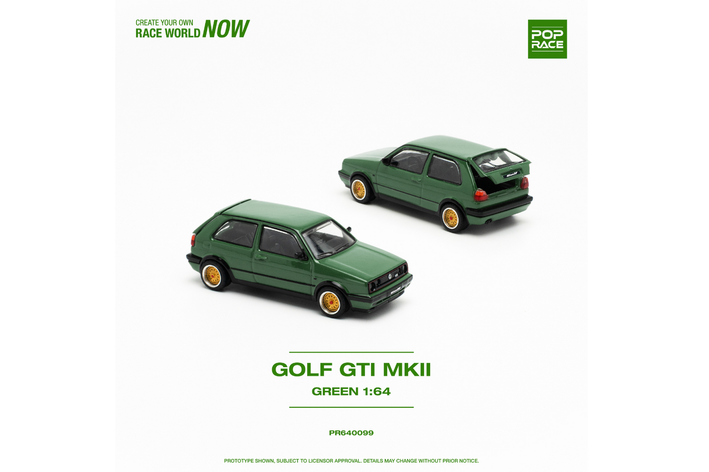 Pop Race 1/64 Volksagen Golf GTI MK2 in Oak Green