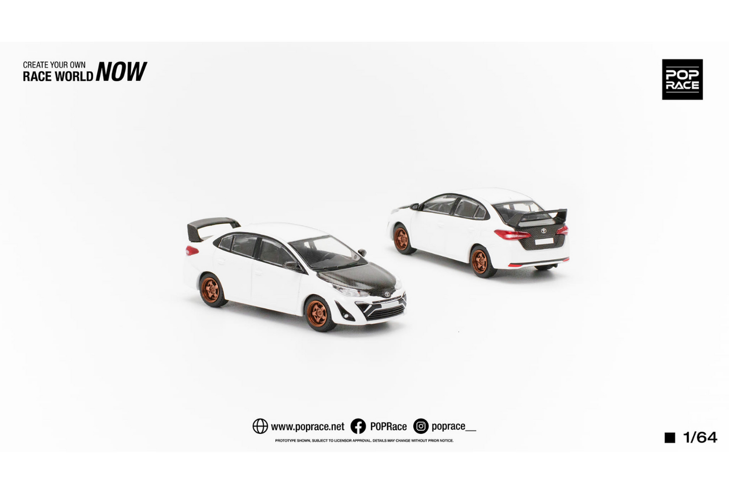 Pop Race 1/64 Toyota Vios GR in White