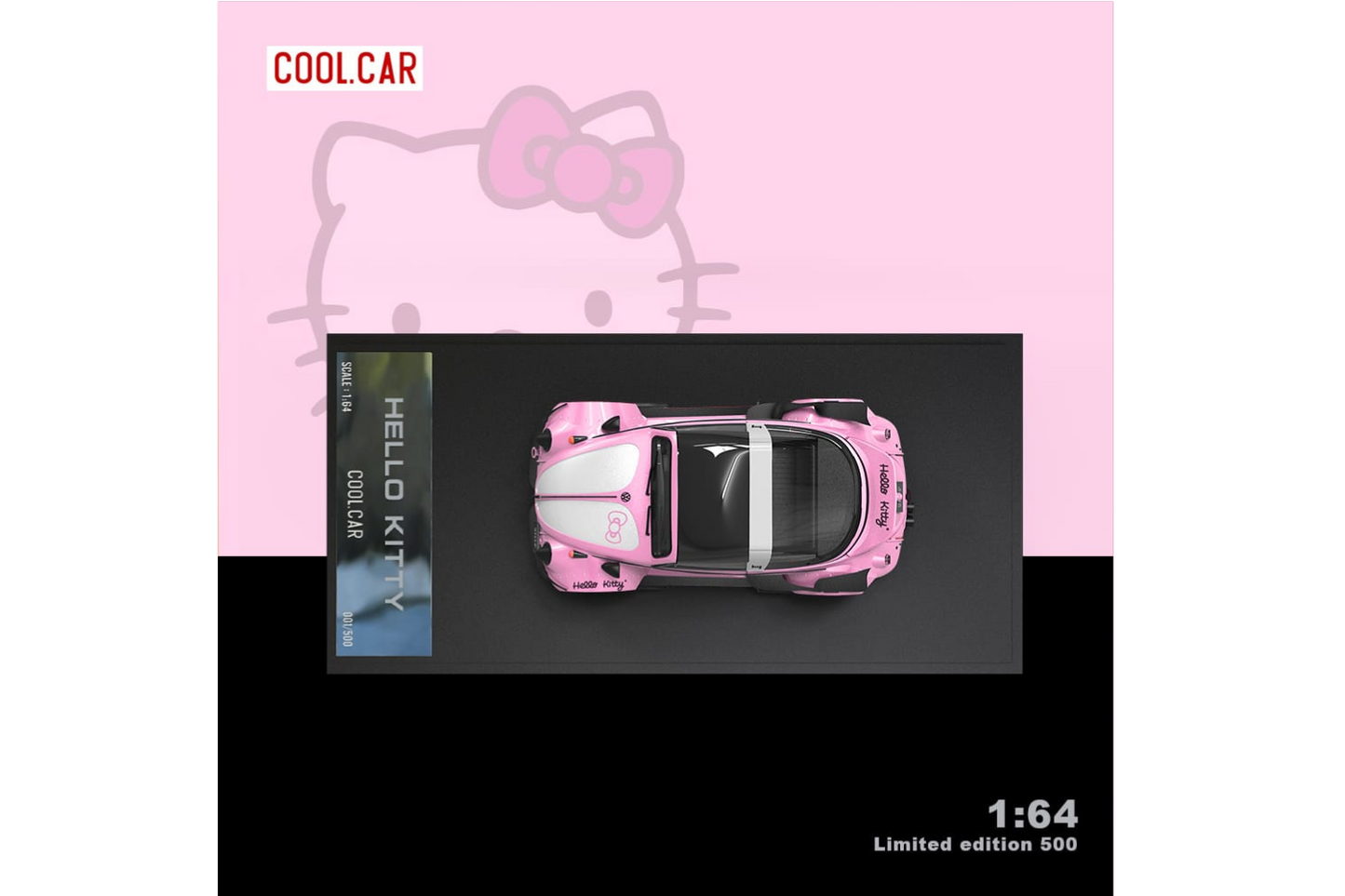 Cool Car 1/64 RWB Volkswagen Beetle Targa Container Set in Hello Kitty Pink