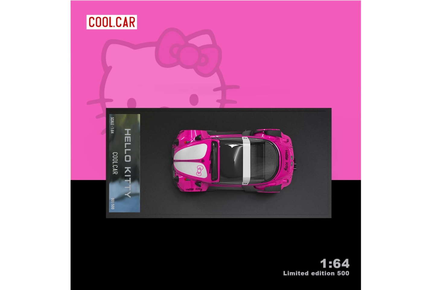 Cool Car 1/64 RWB Volkswagen Beetle Targa Container Set in Hello Kitty Pink