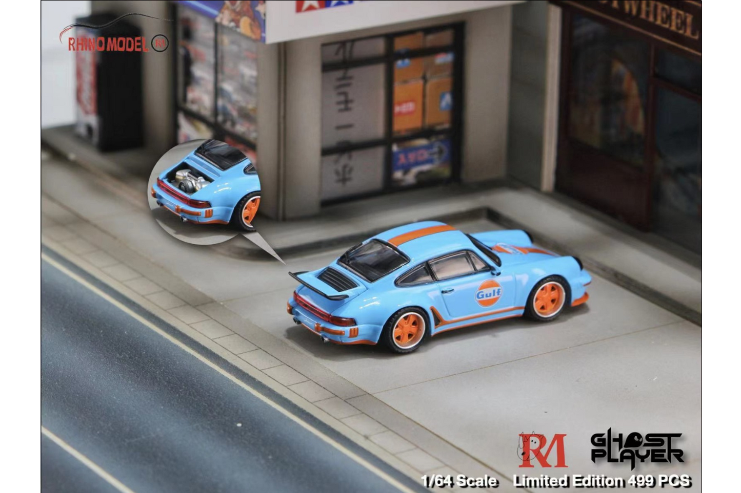 Rhino Model x Ghost Player 1/64 Singer Turbo Study (930) in Gulf Livery