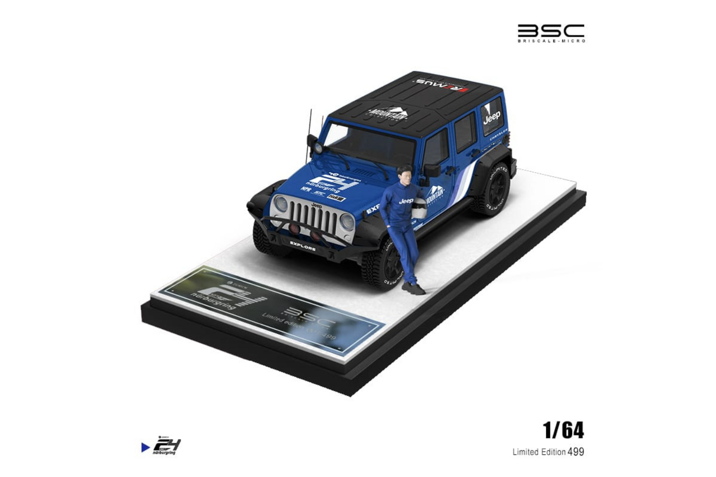 BSC 1/64 Subaru WRX STI - Jeep Wrangler - Trailer & Repairmen Set in Subaru Event Livery