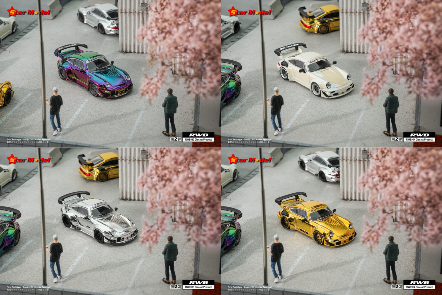 Star Model 1/64 Porsche 911 RWB 964 & RWB 993 GT Wing