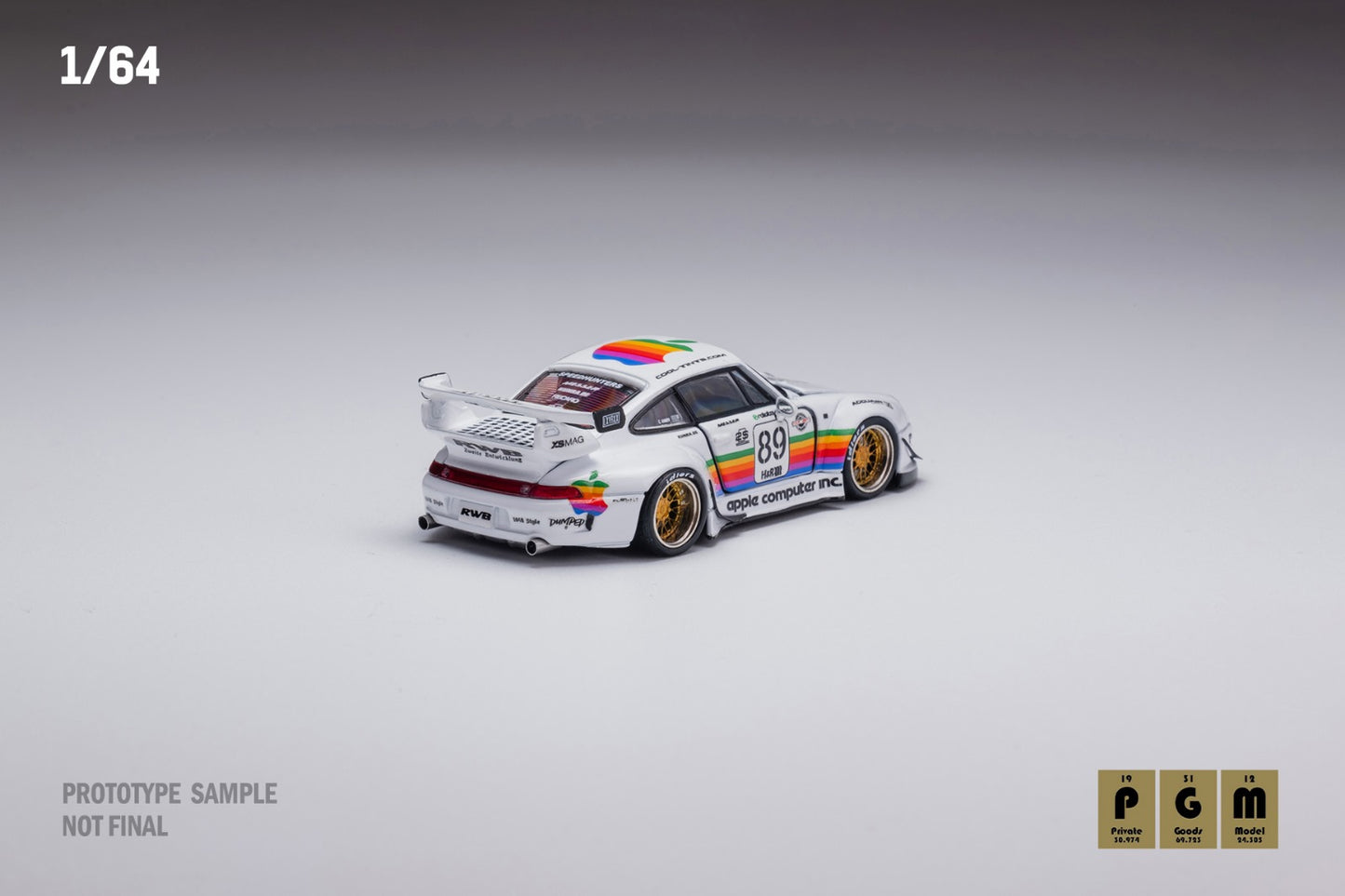 PGM 1:64 Porsche 911 RWB 993 in Apple Livery on Luxury Base