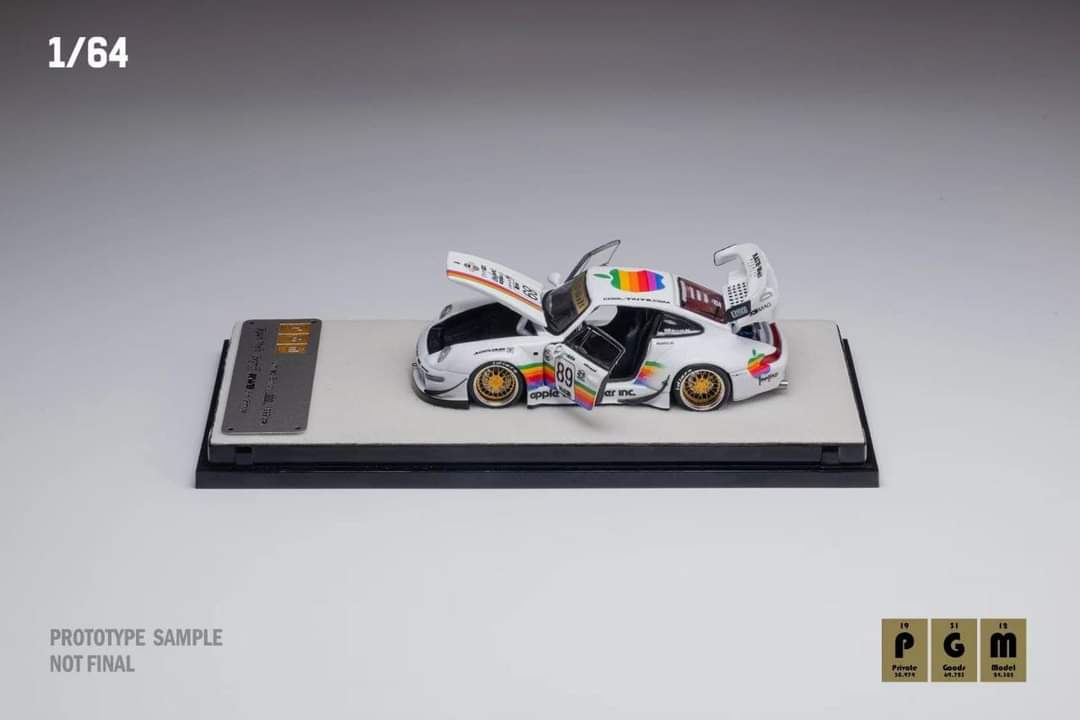 PGM 1:64 Porsche 911 RWB 993 in Apple Livery on Standard Base
